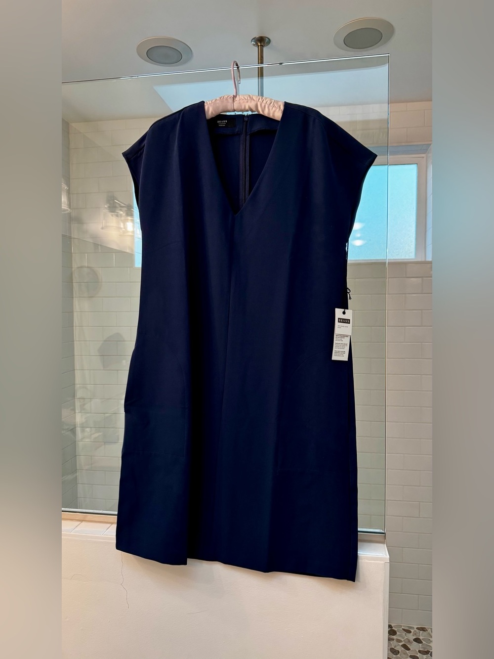Brass shift dress (Navy color)